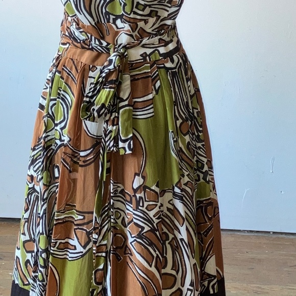 Stylish Brown and Green Midi Dress - Picture 4 of 13